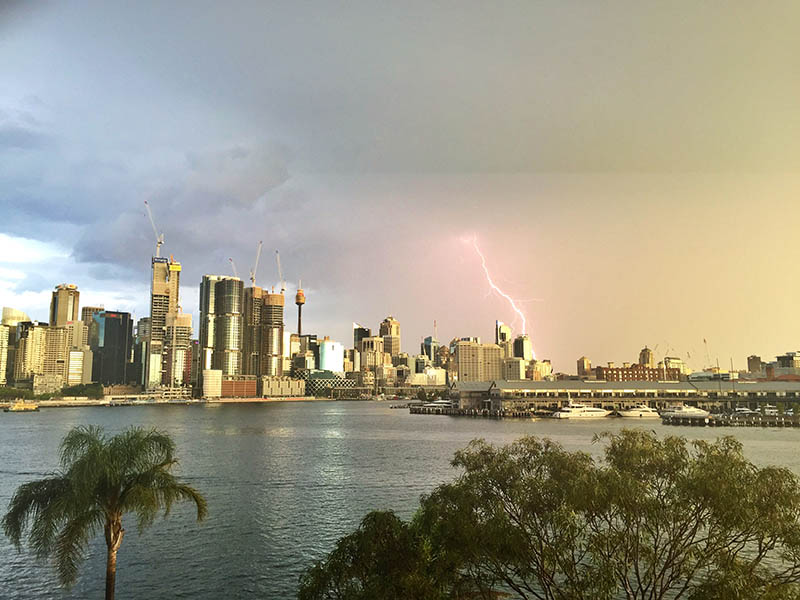 lightning over Sydney from Balmain